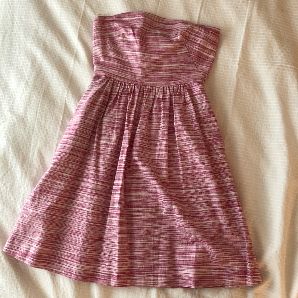 Banana Republic Pink and White Strapless Sundress